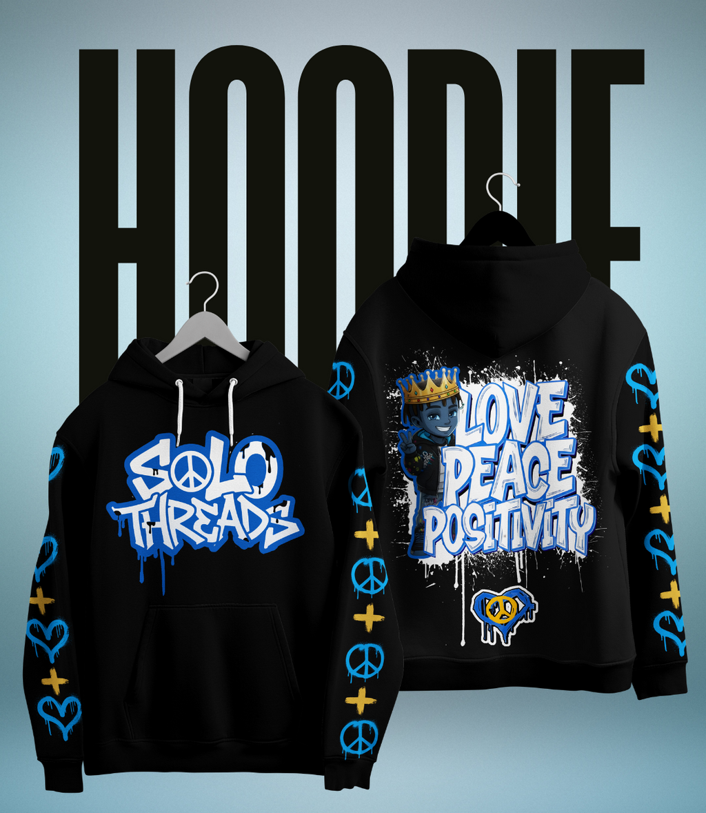 Solo Threads Love Peace Positivity Black Set – Hoodie & Joggers