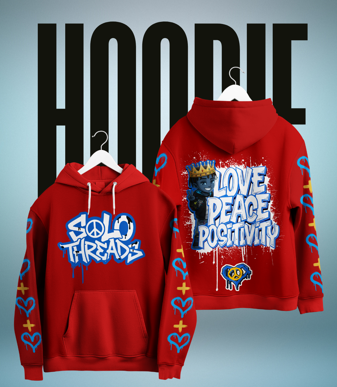 Solo Threads Love Peace Positivity Red Set – Hoodie & Joggers