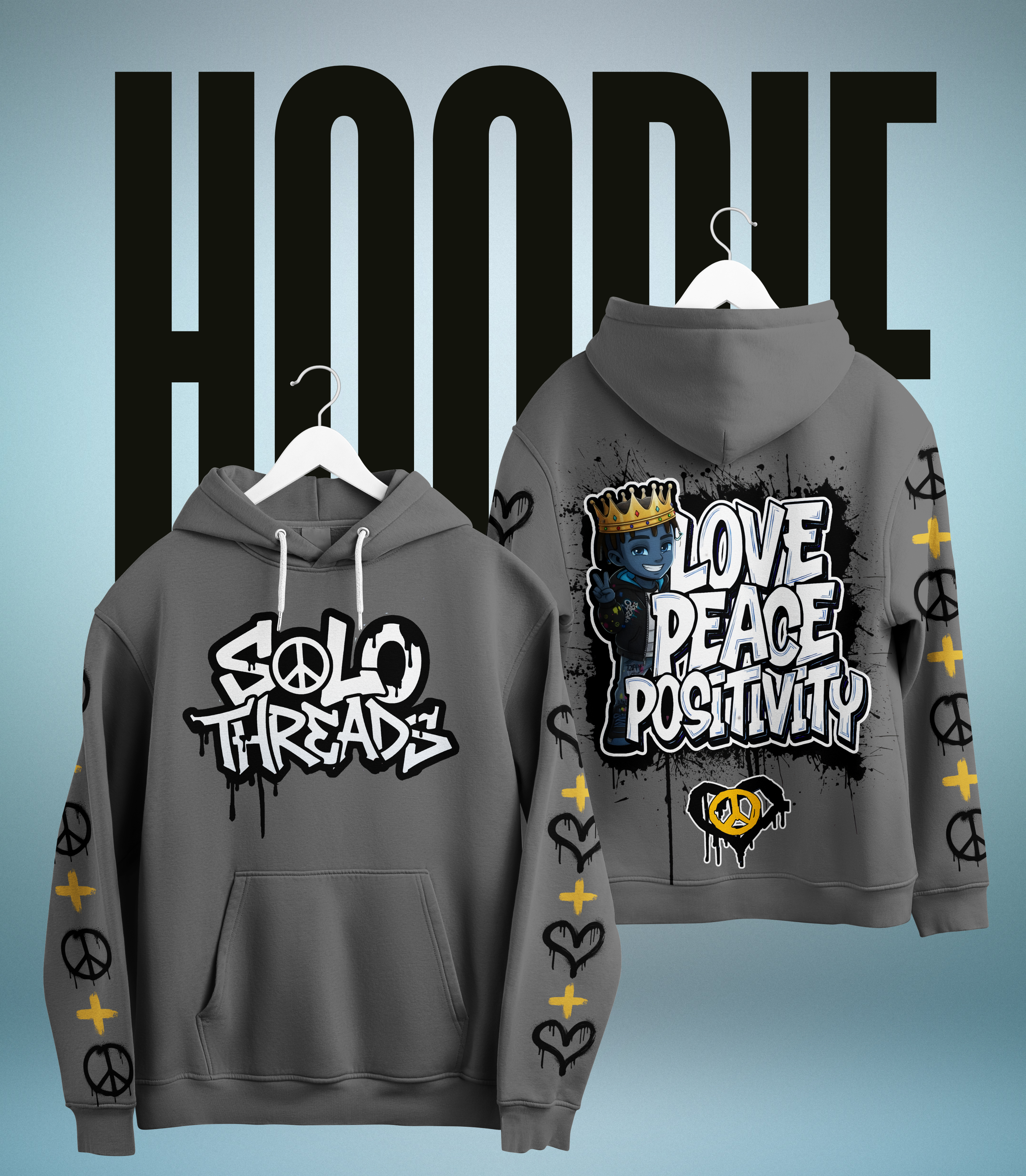 Solo Threads Love Peace Positivity Grey Set – Hoodie & Joggers